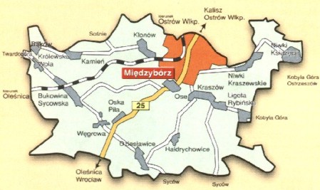 Mapa gminy Międzybórz